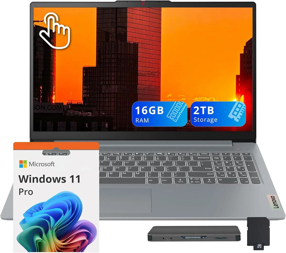 Lenovo Lenovo IdeaPad Slim 3 15.6" FHD Touchscreen Ryzen 7 5825U 16GB 1TB + 1TB Dock Windows 11 Pro Gray — product photo