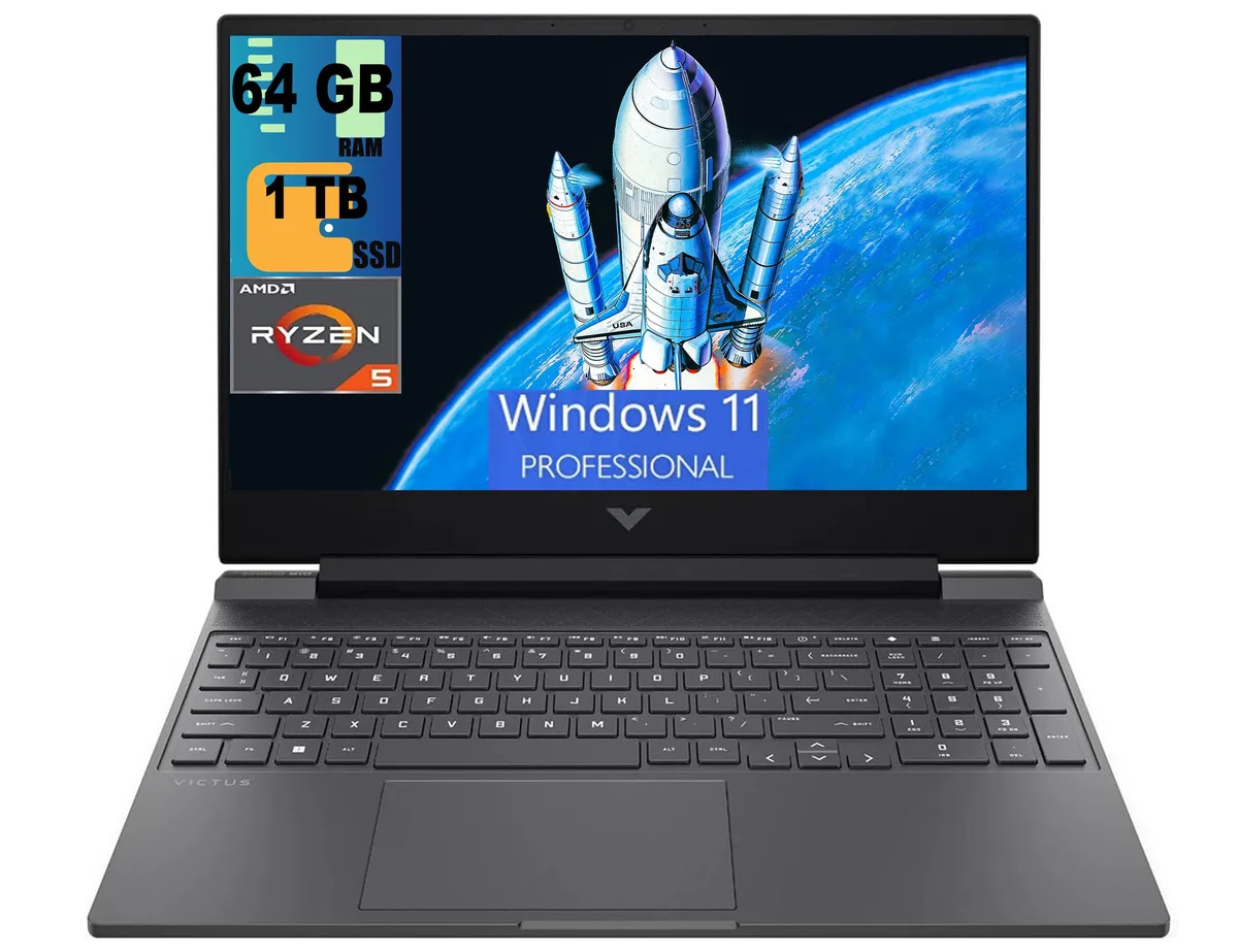 HP HP Victus 15 Raider AMD Ryzen 5 7535HS Radeon RX 6550M 64GB 1TB Black gaming laptop — toote foto