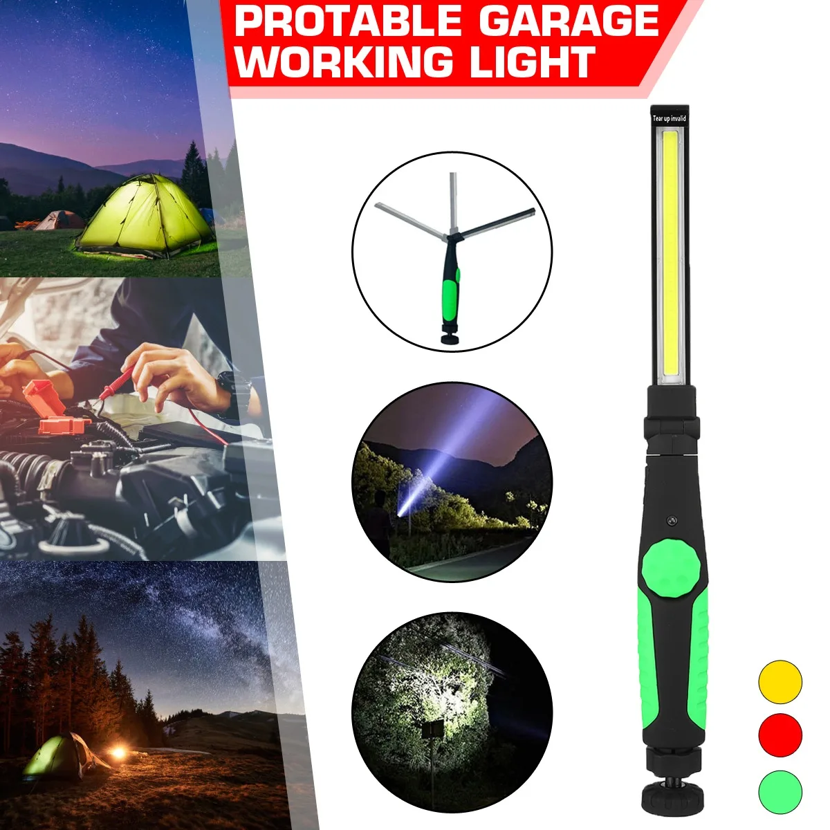 Group Other Group Other Portable COB LED Work Light 410 Lumens Green fitness accessory — zdjęcie produktu