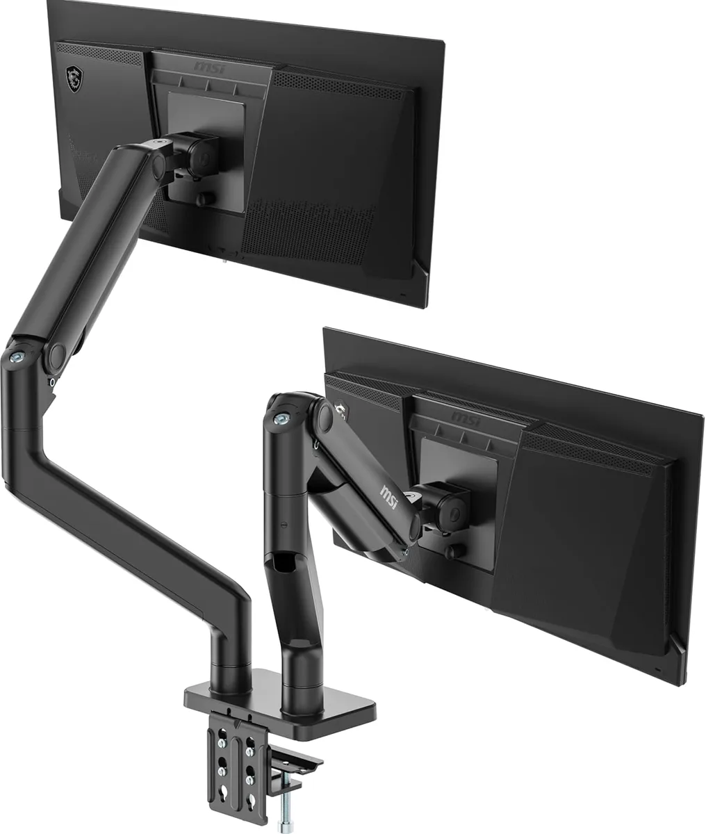 MSI MSI MAG MT201D Dual Monitor Arm 17-45" 44 lbs VESA 75/100 Clamp Grommet Black — φωτογραφία προϊόντος