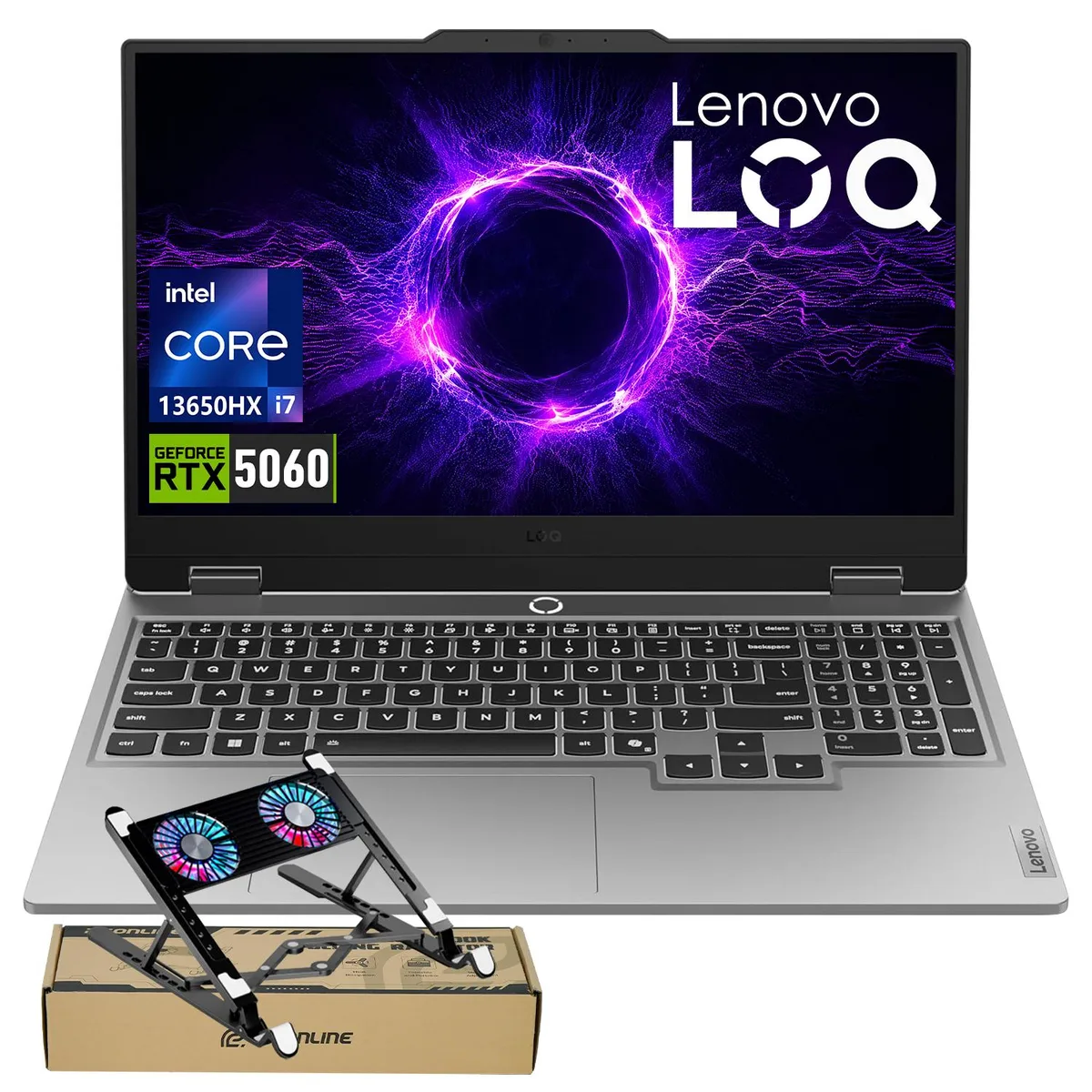 Grey Lenovo LOQ gaming laptop 15.6 inch display backlit keyboard