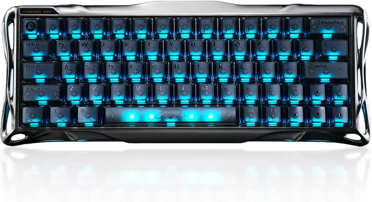 Compact 60% aluminum keyboard with frosted translucent PBT keycaps and detachable USB-C cable