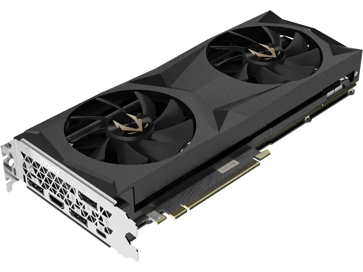 ZOTAC GeForce RTX 2080 Ti graphics card with dual fans and metal backplate
