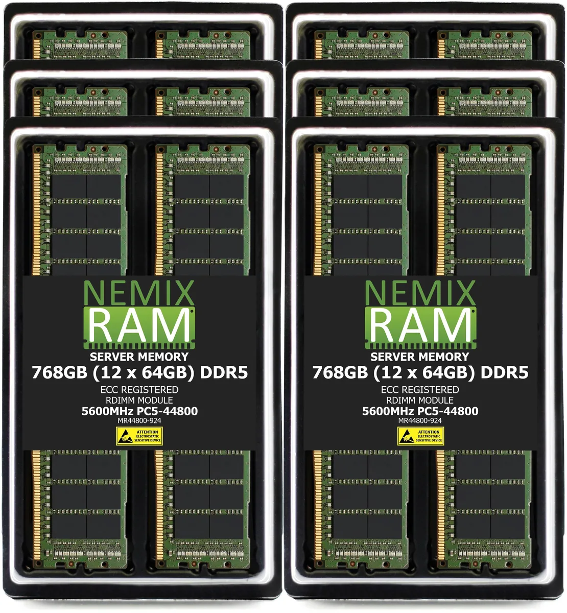 NEMIX RAM NEMIX RAM 768GB (12x64GB) DDR5 5600 CL46 2Rx4 ECC RDIMM Supermicro H13SSF — produktbild