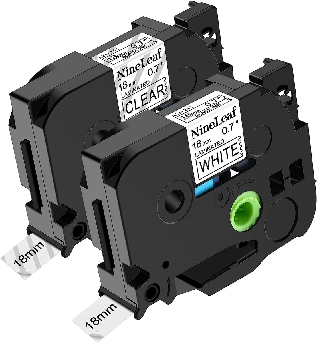 NShi NShi Label Tape 2 Pack 18mm Black on White Clear TZe-141 TZe-241 3D Printers Accessories — ภาพสินค้า