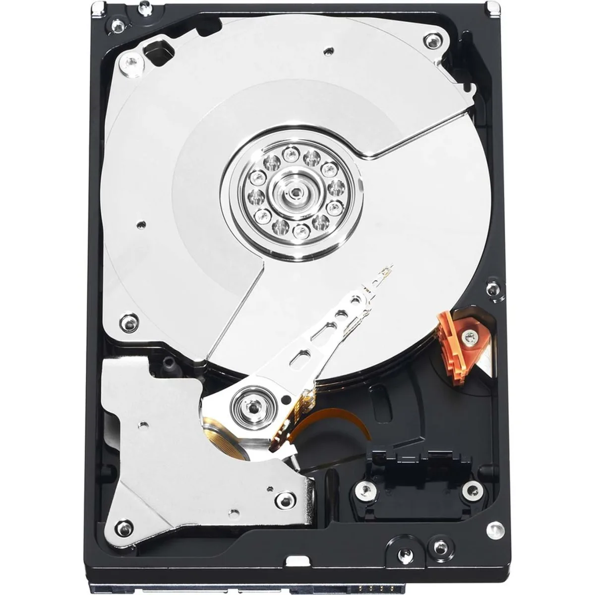 Silver 3.5 inch internal hard drive with circuit board visible