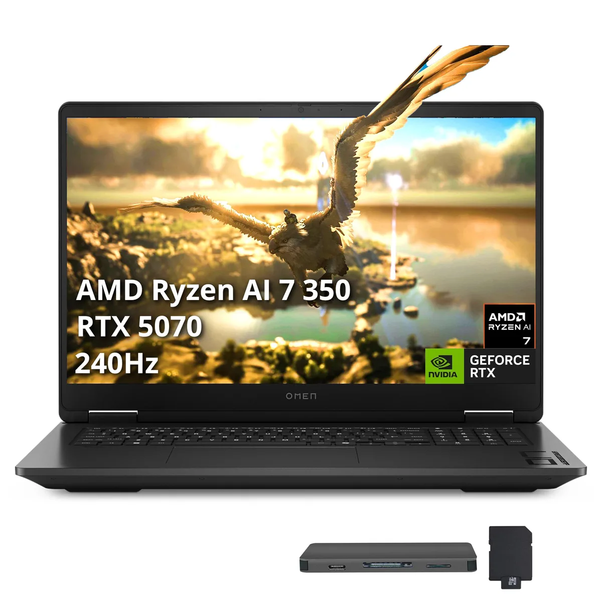 HP HP Omen 17-db1097nr 17.3" QHD 240Hz Ryzen AI 7 350 RTX 5070 16GB 1TB 11 Pro Gaming Laptop — product photo