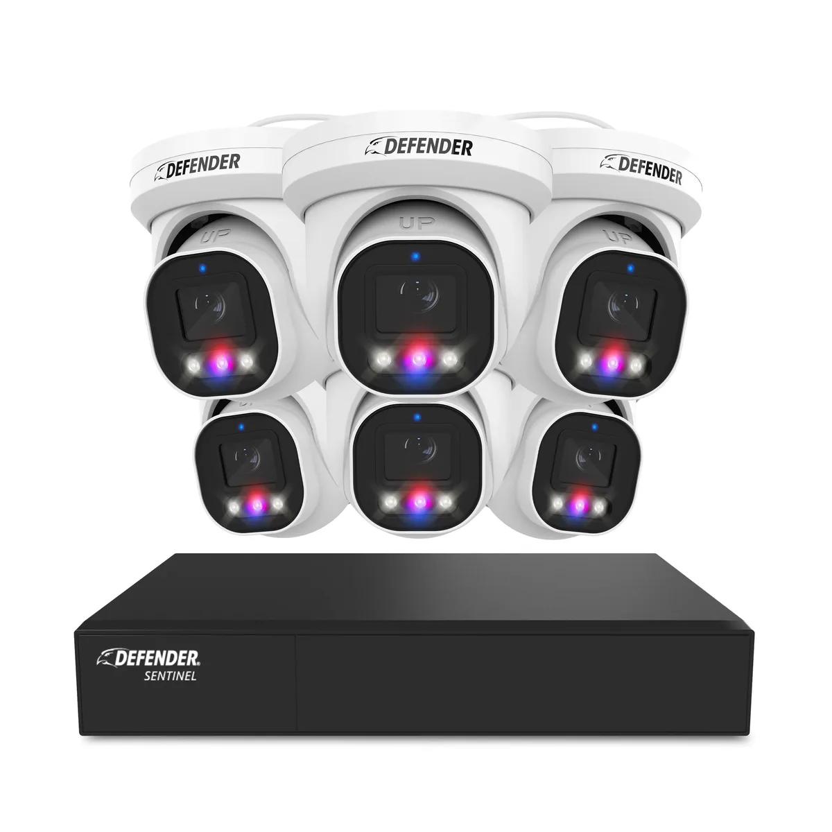 Defender Defender Sentinel Pro Turret 4K 8CH NVR PoE Security System 6 Cameras 1TB HDD — fotografie produktu