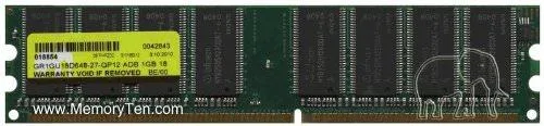 Gigaram Gigaram 1GB PC2700 DDR333 2Rx8 Dual Rank Unbuffered nonECC 184-pin UDIMM ADB desktop RAM — photo du produit