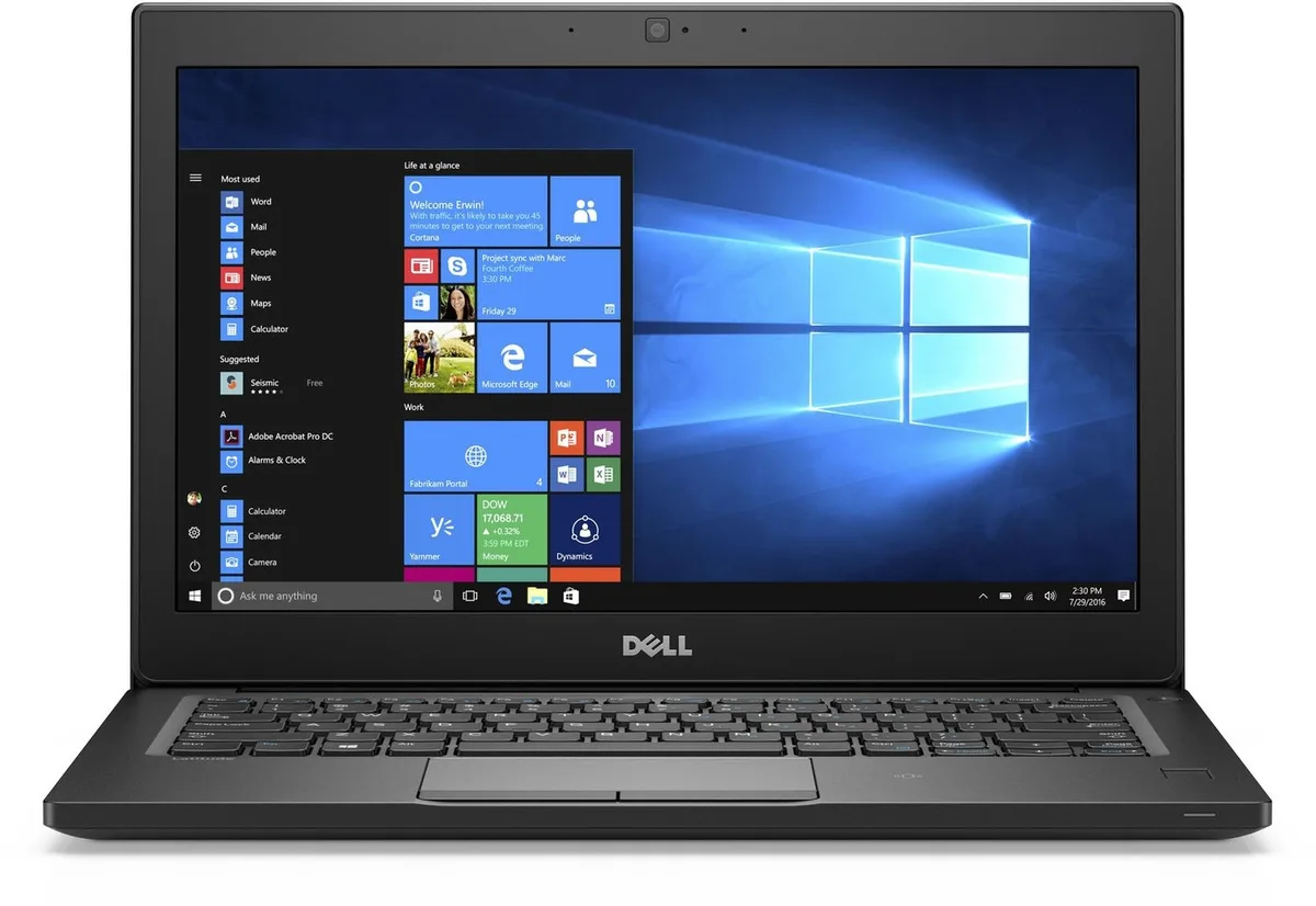 Silver Dell Latitude 7280 12.5 inch laptop closed on white background