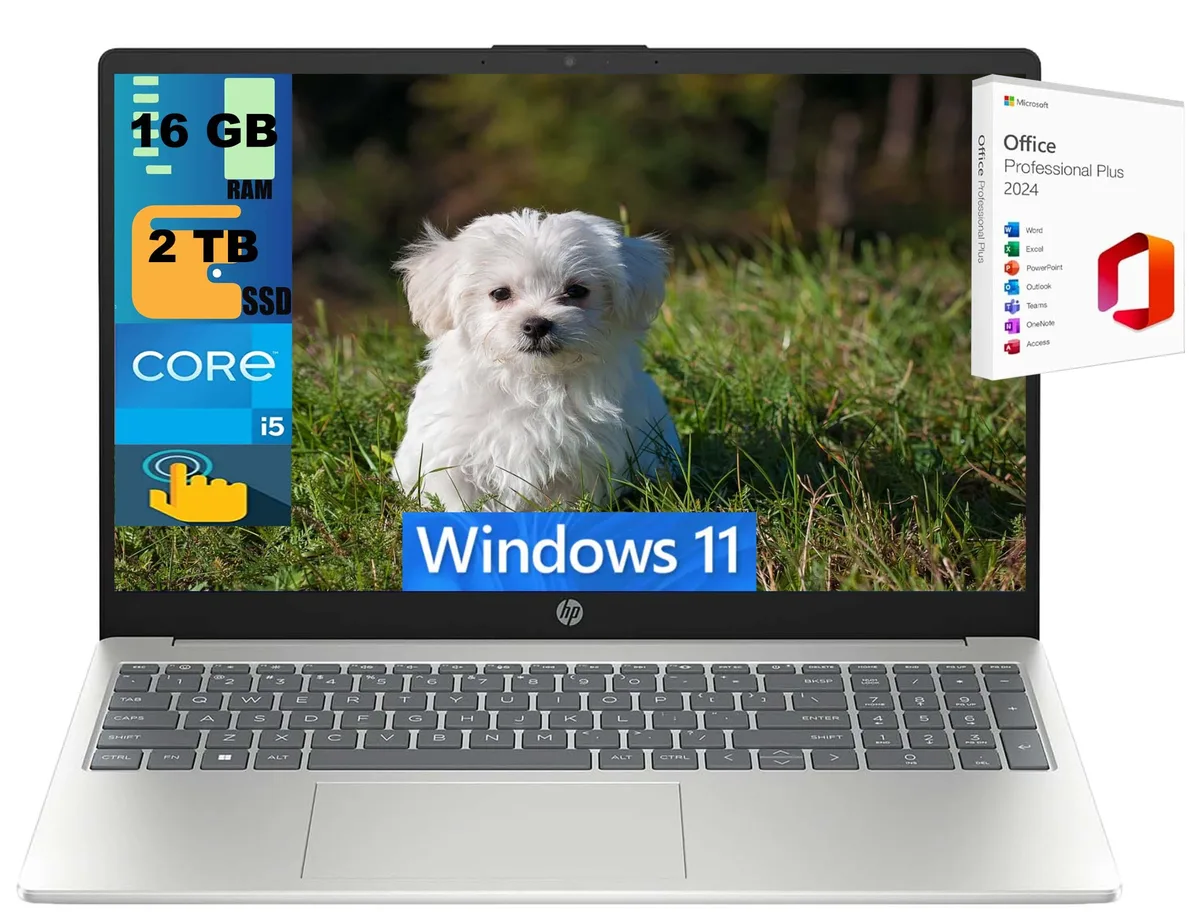 HP HP 15 laptop 15.6" HD touchscreen i5-1235U 16GB 2TB PCIe SSD Silver — photo du produit