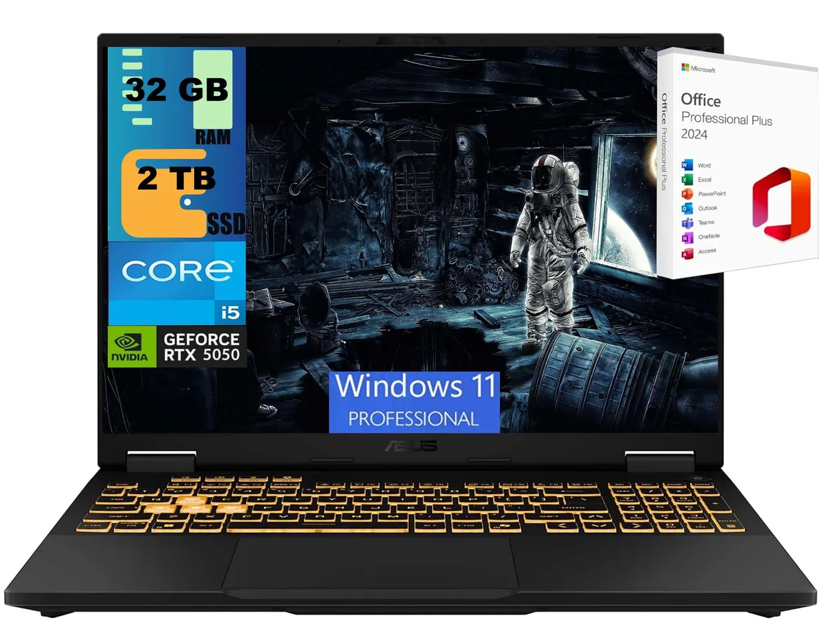 Gray TUF F16 gaming laptop, 16 inch FHD+ display, 4 zone RGB keyboard, Jaeger Gray finish