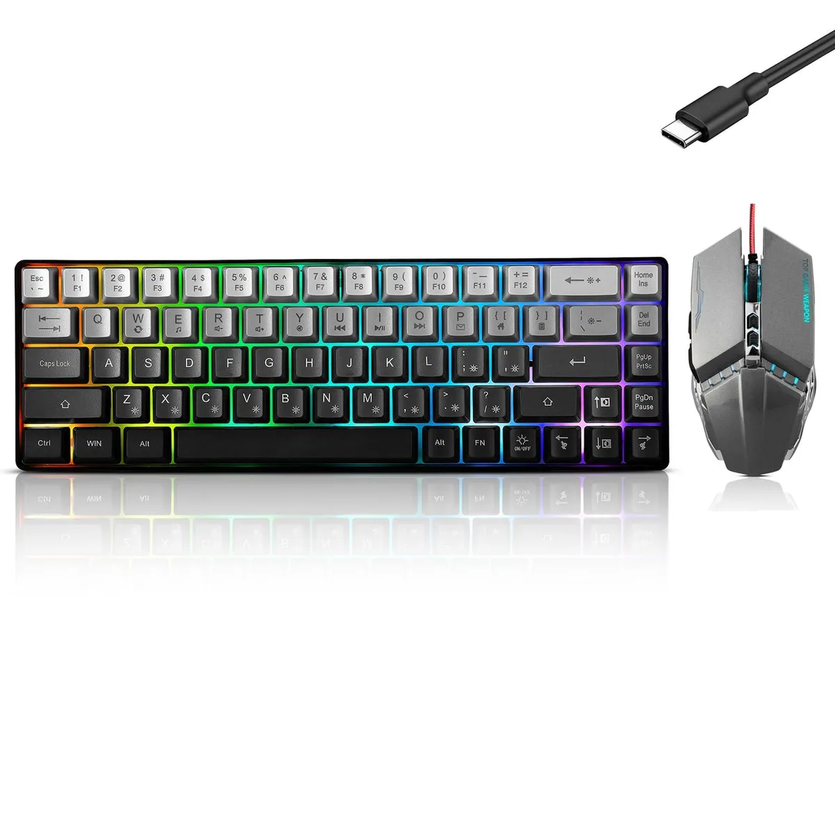 Redragon 60% Gaming Keyboard & Mouse Combo Gradient Grey — 제품 사진