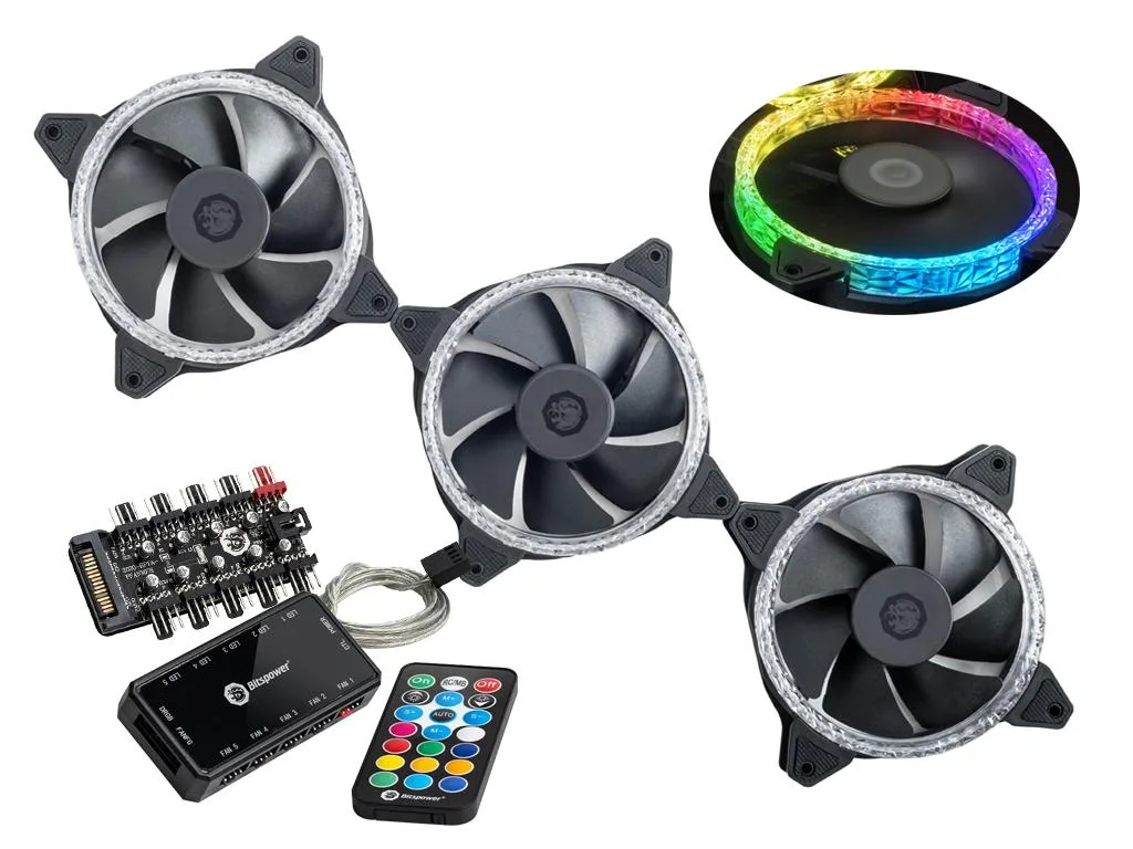 Bitspower Bitspower Touchaqua Notos Xtal 120mm DRGB 3-pack — صورة المنتج
