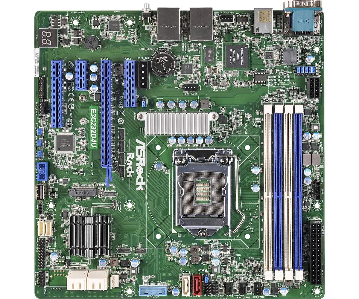 ASRock Rack ASRock Rack E3C232D4U LGA1151 C232 DDR4 mATX server motherboard — صورة المنتج