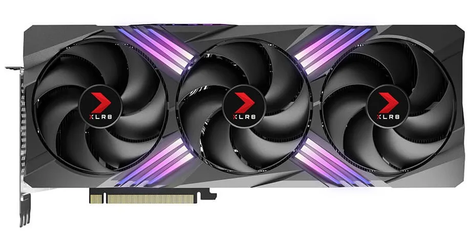 PNY XLR8 Gaming VERTO EPIC-X RGB RTX 4070 Ti 12GB triple-fan graphics card, silver shroud