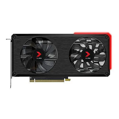PNY XLR8 Gaming RTX 3060 Ti dual-fan graphics card, silver and black finish