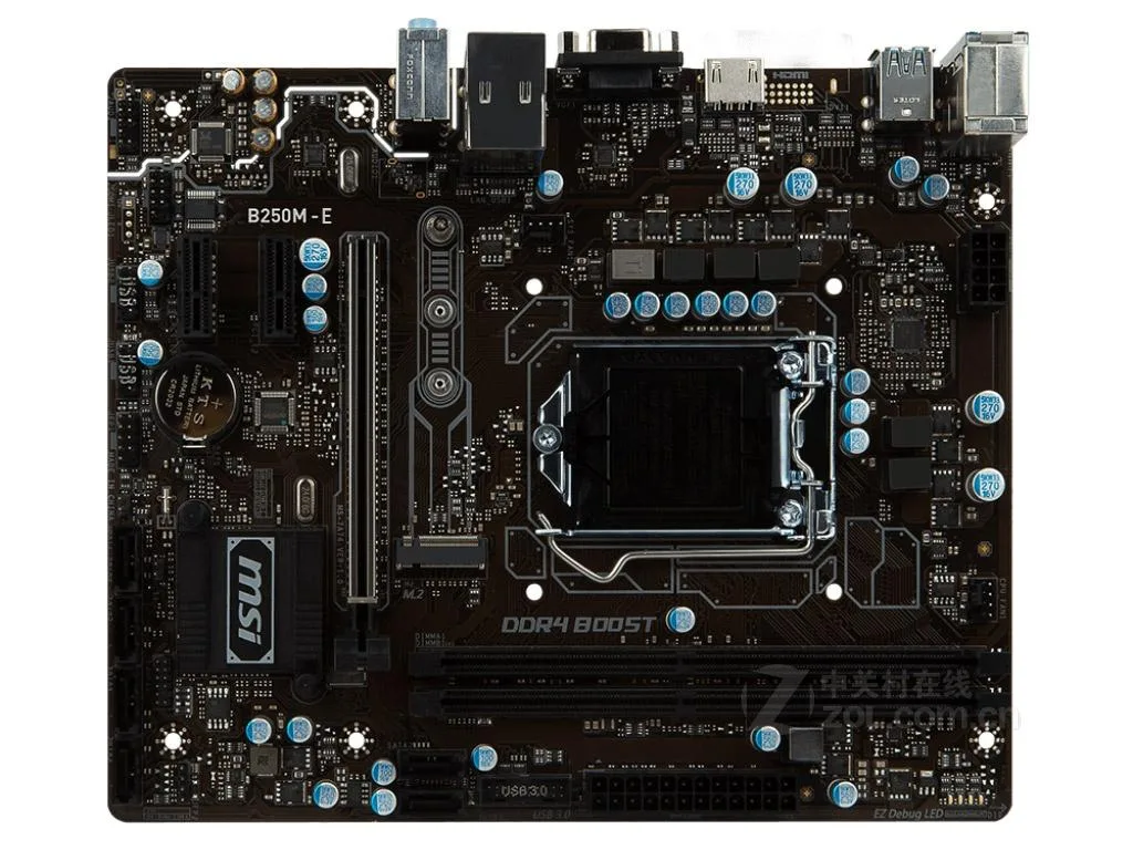 Green Micro ATX motherboard with silver LGA 1151 socket, four black DDR4 slots, black PCIe x16 slot, two white PCIe x1 slots