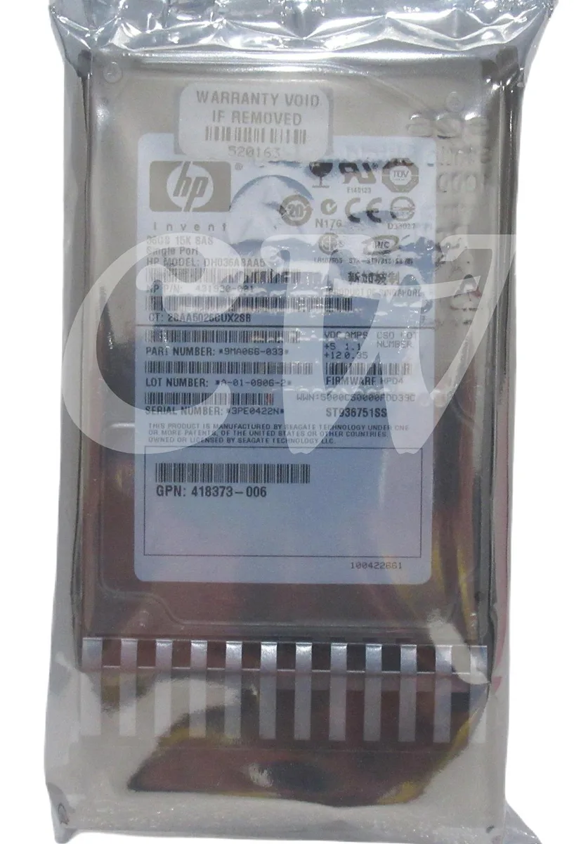 Silver 2.5 inch SAS hard drive with black carrier tray attached