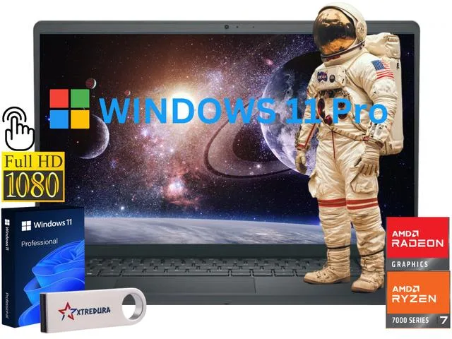 Black 15.6 inch touchscreen laptop with standard keyboard and webcam
