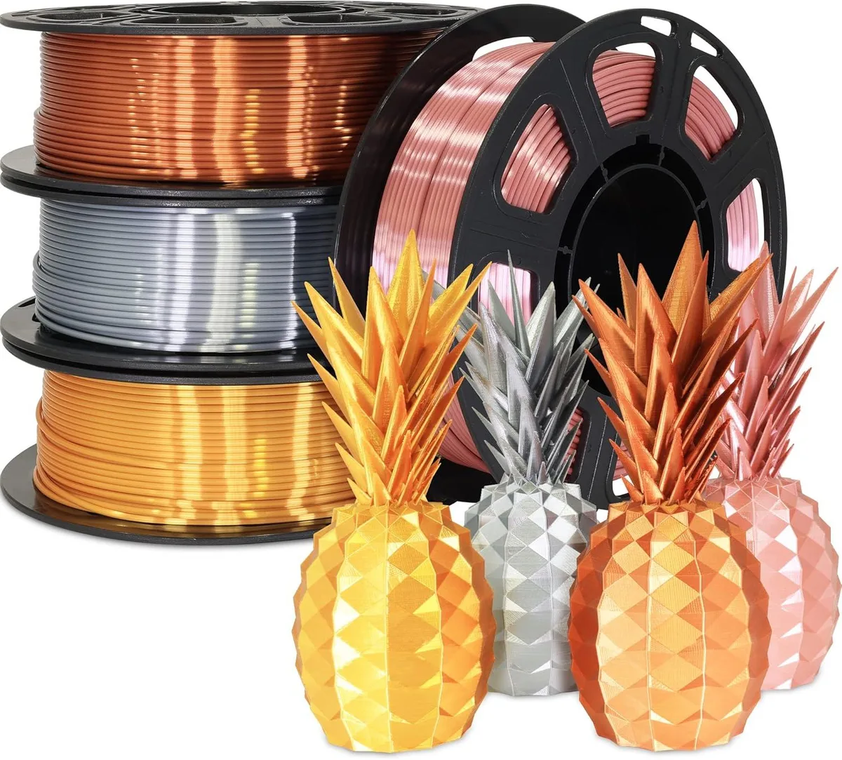 BFKK BFKK Silk PLA Filament Bundle 4 Colours 1.75mm 250g Each 1Kg Total 3D Printers Accessories — 제품 사진