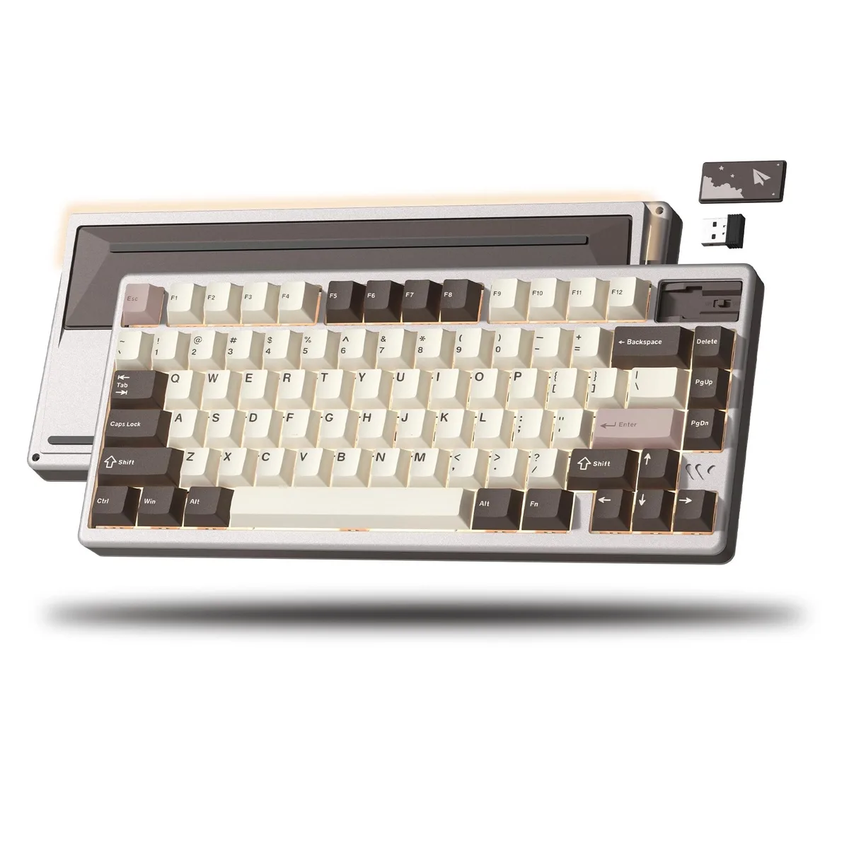 Compact 75% aluminum keyboard in black with RGB backlighting