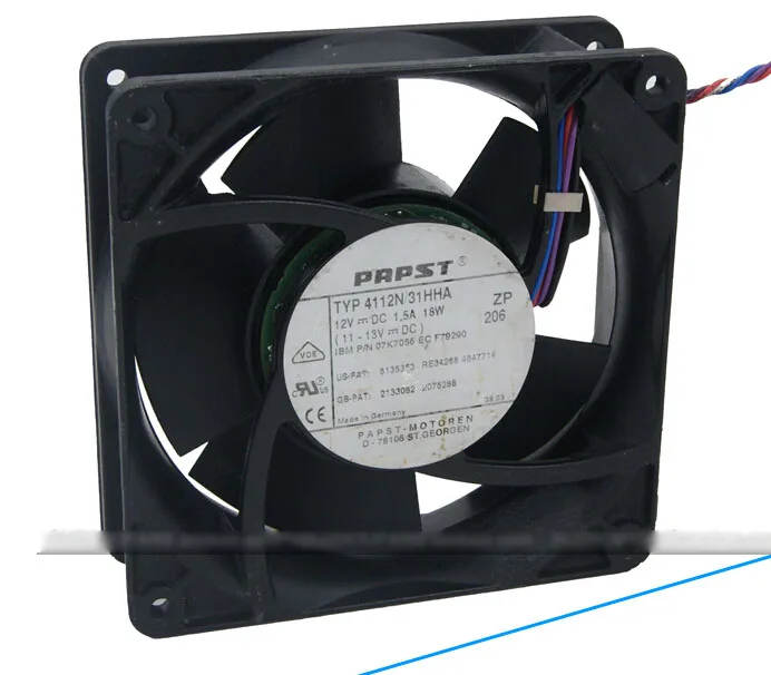 Black 120mm axial fan, four-wire connector, no LED