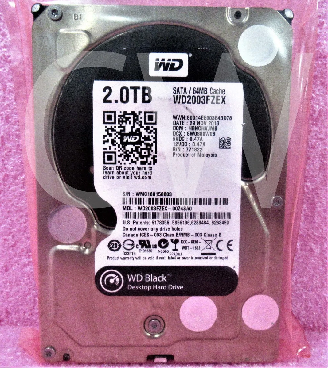 Western Digital Western Digital BLACK WD2003FZEX 2TB 7200RPM 64MB 3.5in SATA internal hard drive — Produktfoto