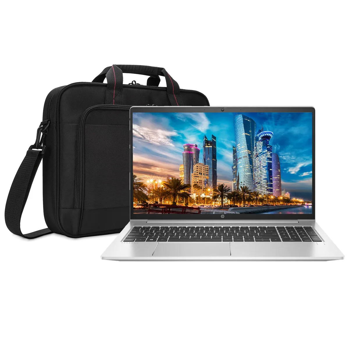 Silver 15.6 inch business laptop with matching bag