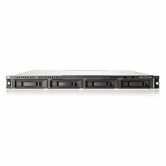 Silver 1U rack server with front drive bay and HPE badge