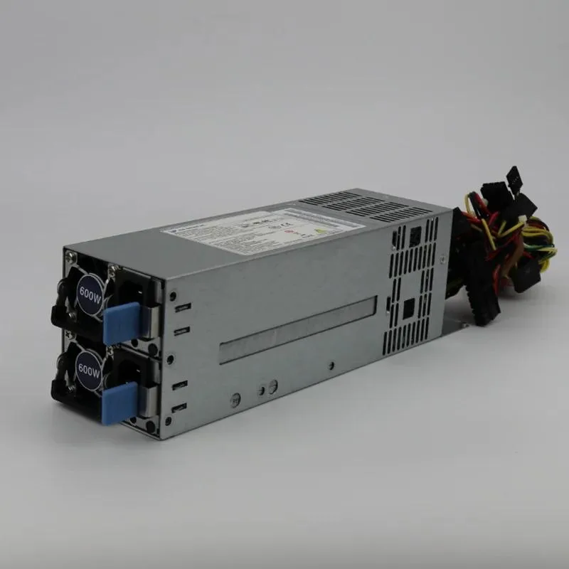 Redundant 2U server power supply pair in metal chassis