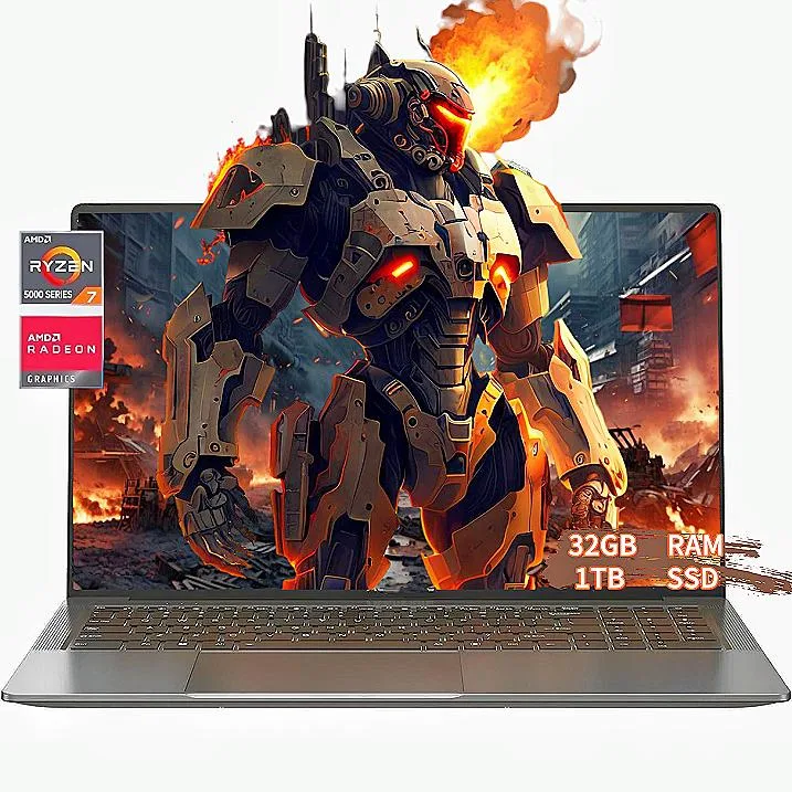 Gray 15.6 inch laptop with metal shell and backlit keyboard