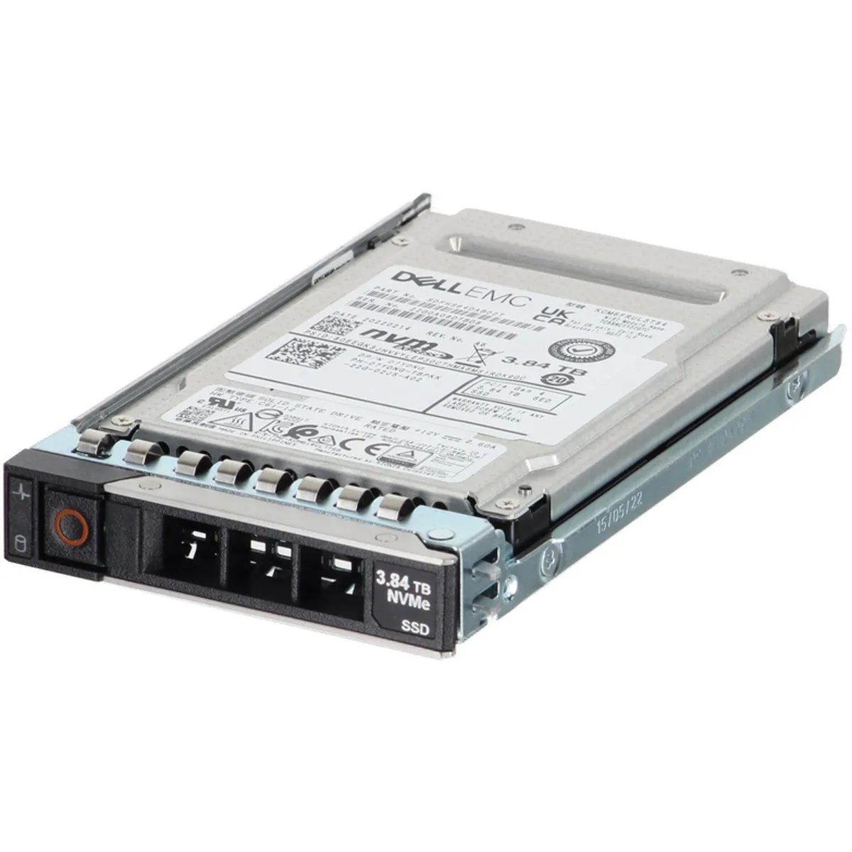 Rectangular 2.5 inch enterprise SSD with silver metal casing