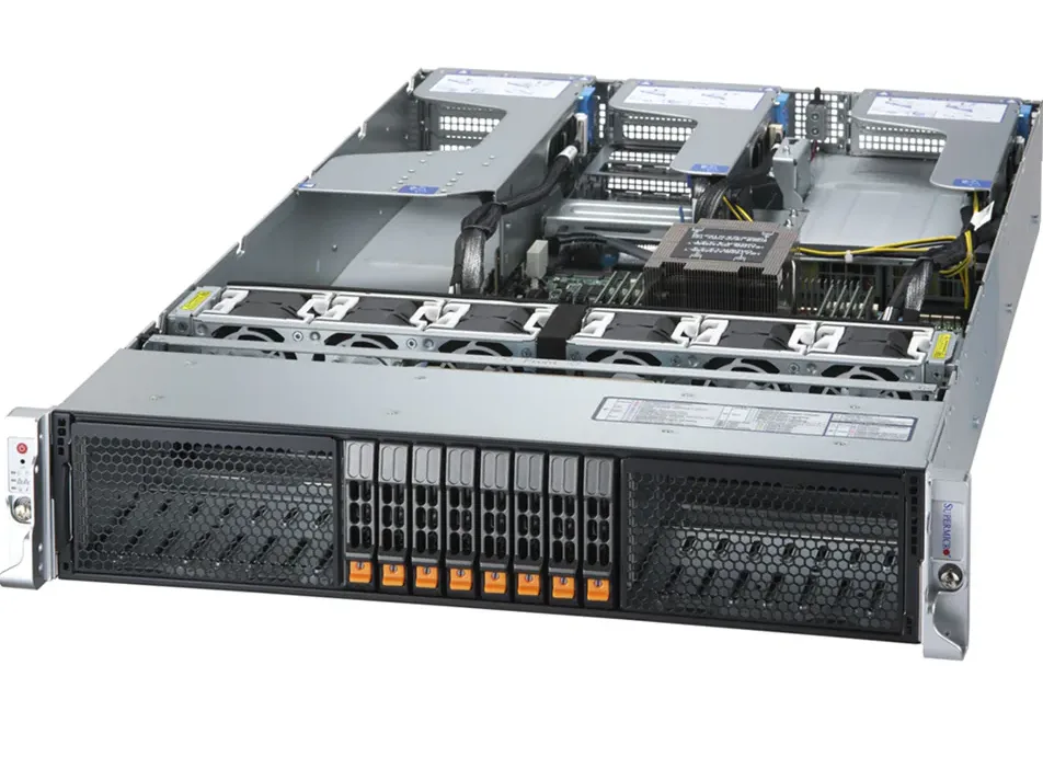 Supermicro Supermicro AS -2115HV-TNRT 2U barebone server, 8×2.5″ hot-swap bays, 8 DDR5 slots, 4 PCIe 5.0 x16 — tuotekuva