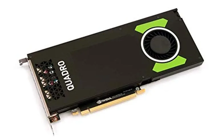 Single-slot professional graphics card with matte black shroud and blower fan