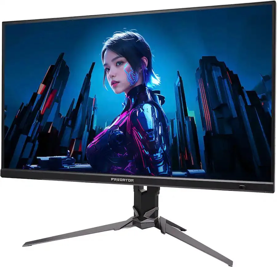 Black 27 inch Predator gaming monitor with slim bezels and adjustable stand