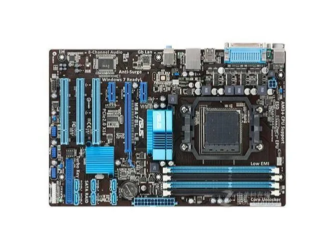 ASUS M5A78L LE ATX motherboard, dark PCB with blue and white slots