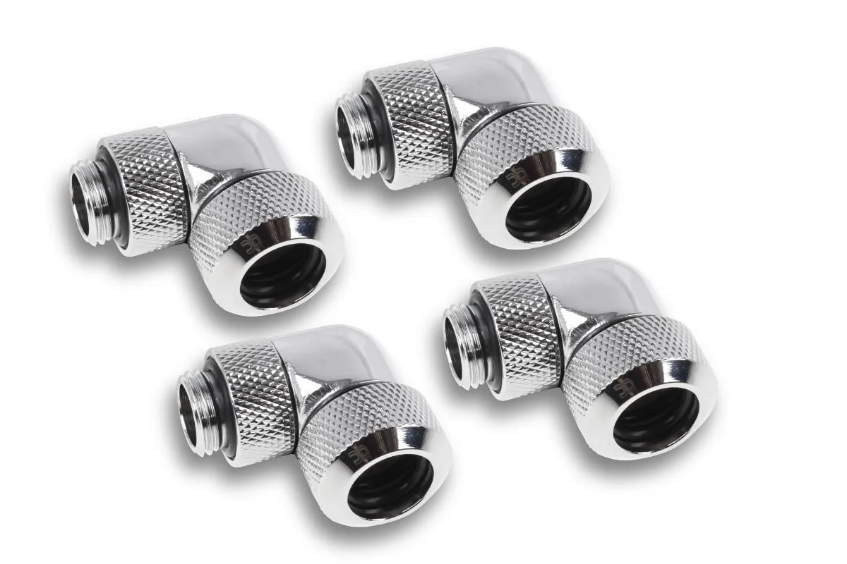 Chrome 90-degree rotary compression fitting for 13mm hard tube with G1/4 thread