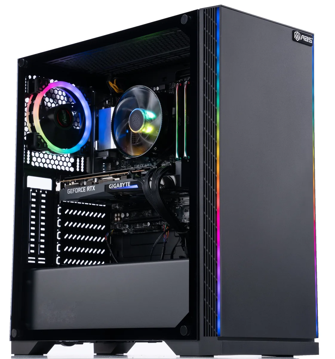 Mid-tower desktop in Rosewill Zircon I case, black metal and glass panels