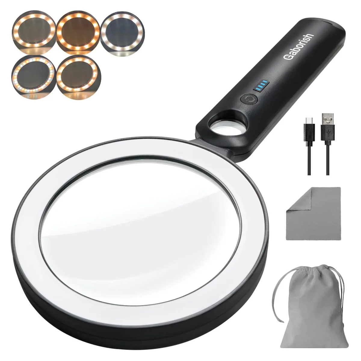  GABORISH XT-6907 3.5" Glass Lens 10X 30X 36 LED Rechargeable Magnifier 12 Pack — product photo