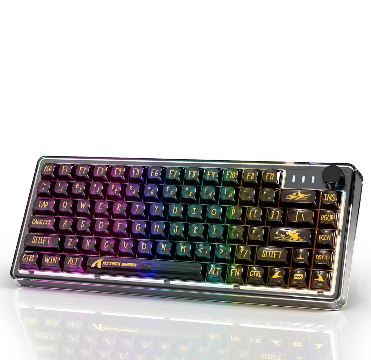 BFKK BFKK K75 Transparent PC Keycaps Gasket QMK/VIA Linear TKL Wired Gaming Keyboard — Produktfoto