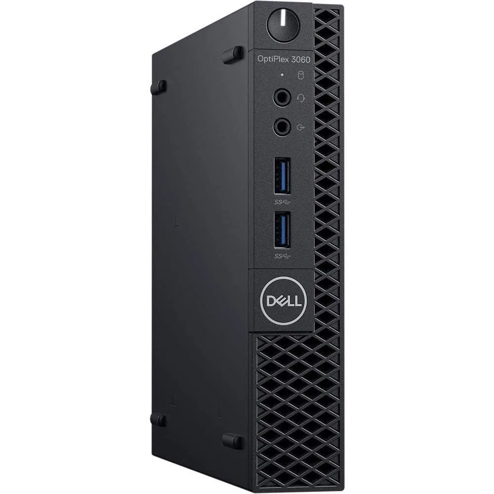 Small black micro desktop PC, compact cube shape, matte finish