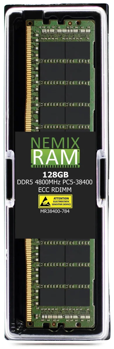 Green DDR5 RDIMM module 288-pin 128GB 8Rx4 CL40 4800MHz ECC registered server memory no heat spreader