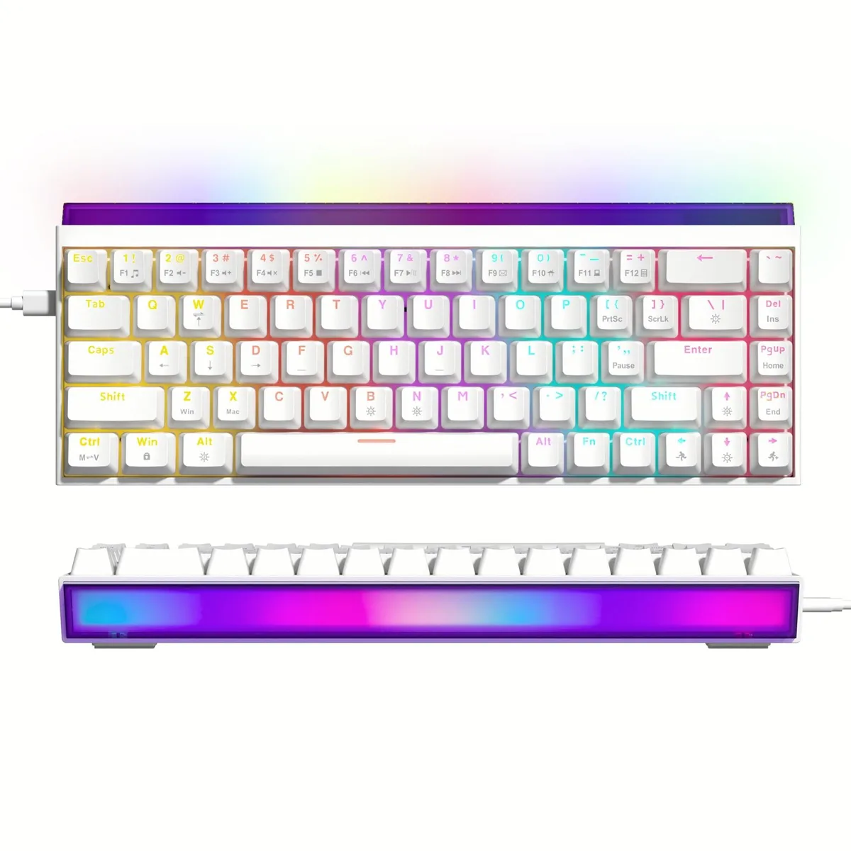 Womier Womier WK68 PRO White 60% Mechanical Gaming Keyboard 68 Keys Hot-Swap RGB — product photo