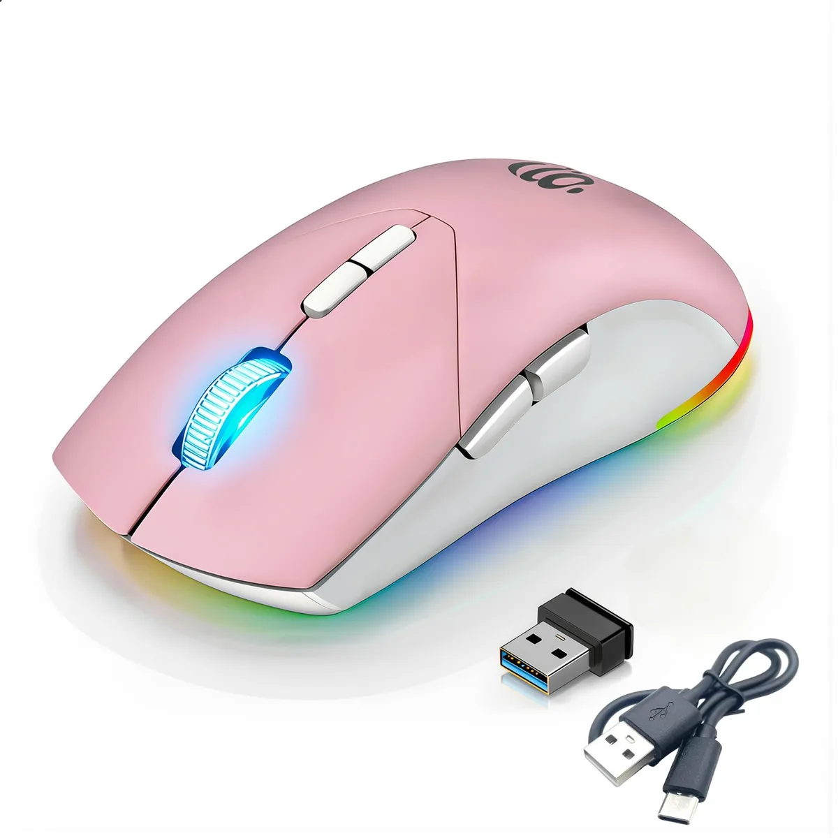 Black right-handed gaming mouse with 16 buttons and RGB lighting