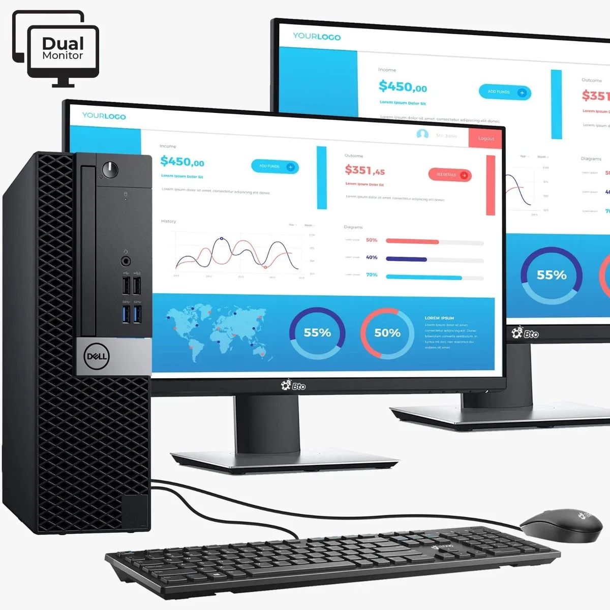 DELL Dell OptiPlex 5060 SFF Desktop PC i5-8500 16GB DDR4 1TB SSD Dual 22 Monitor Win 11 Pro — photo du produit