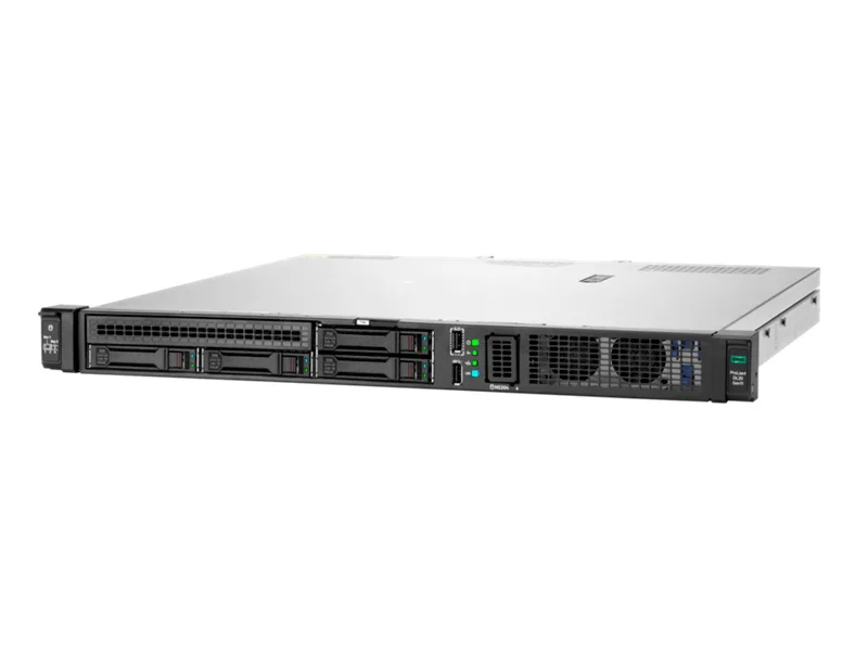 Silver 1U rack server with two front drive bays
