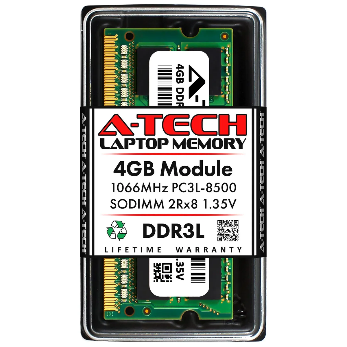 A-Tech A-Tech 4GB DDR3L 1066 PC3L-8500 204-Pin SODIMM 1.35V — صورة المنتج
