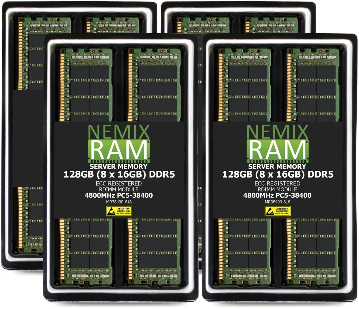 NEMIX RAM NEMIX RAM 128GB (8x16GB) DDR5 4800 CL40 1.1V ECC RDIMM Supermicro H13SSH memory upgrade — صورة المنتج