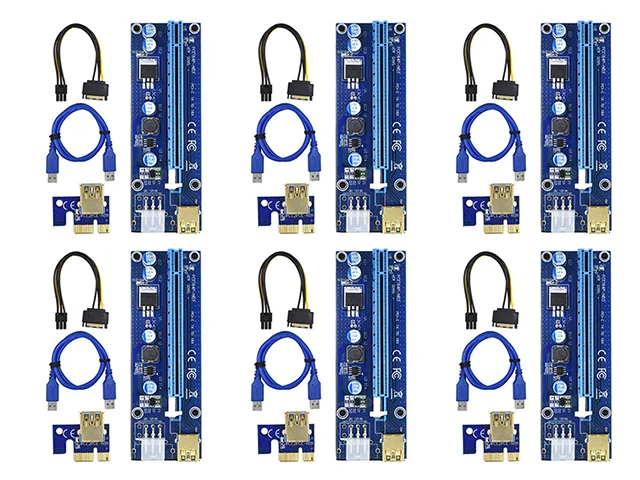 POWINSUN POWINSUN PCI-E 16X to 1X Riser Kit 6 Pack 60cm USB 3.0 — ภาพสินค้า